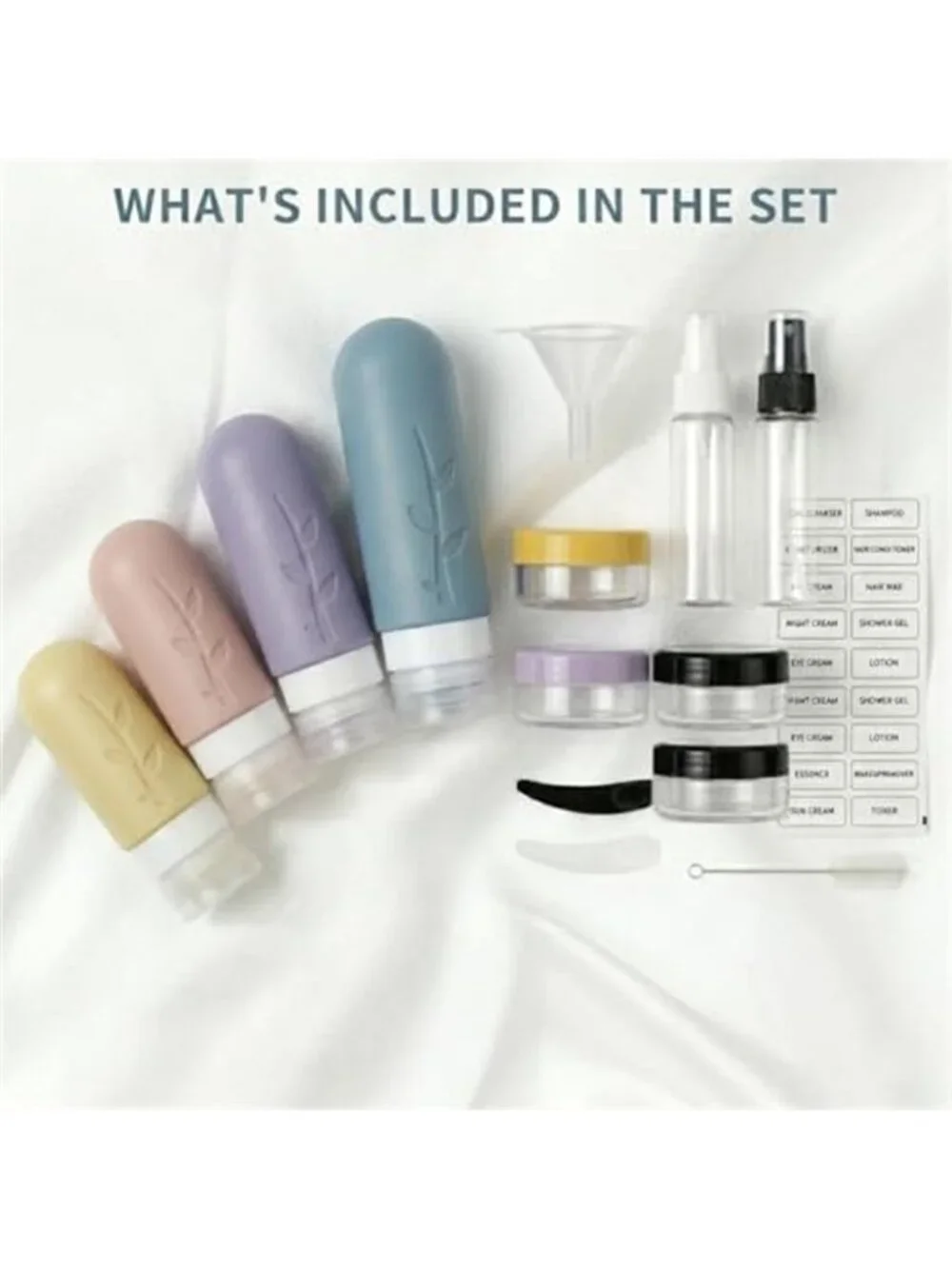 Travel Bottles Toiletry Container Set Leakproof Cosmetic Jars Spray Makeup Bag